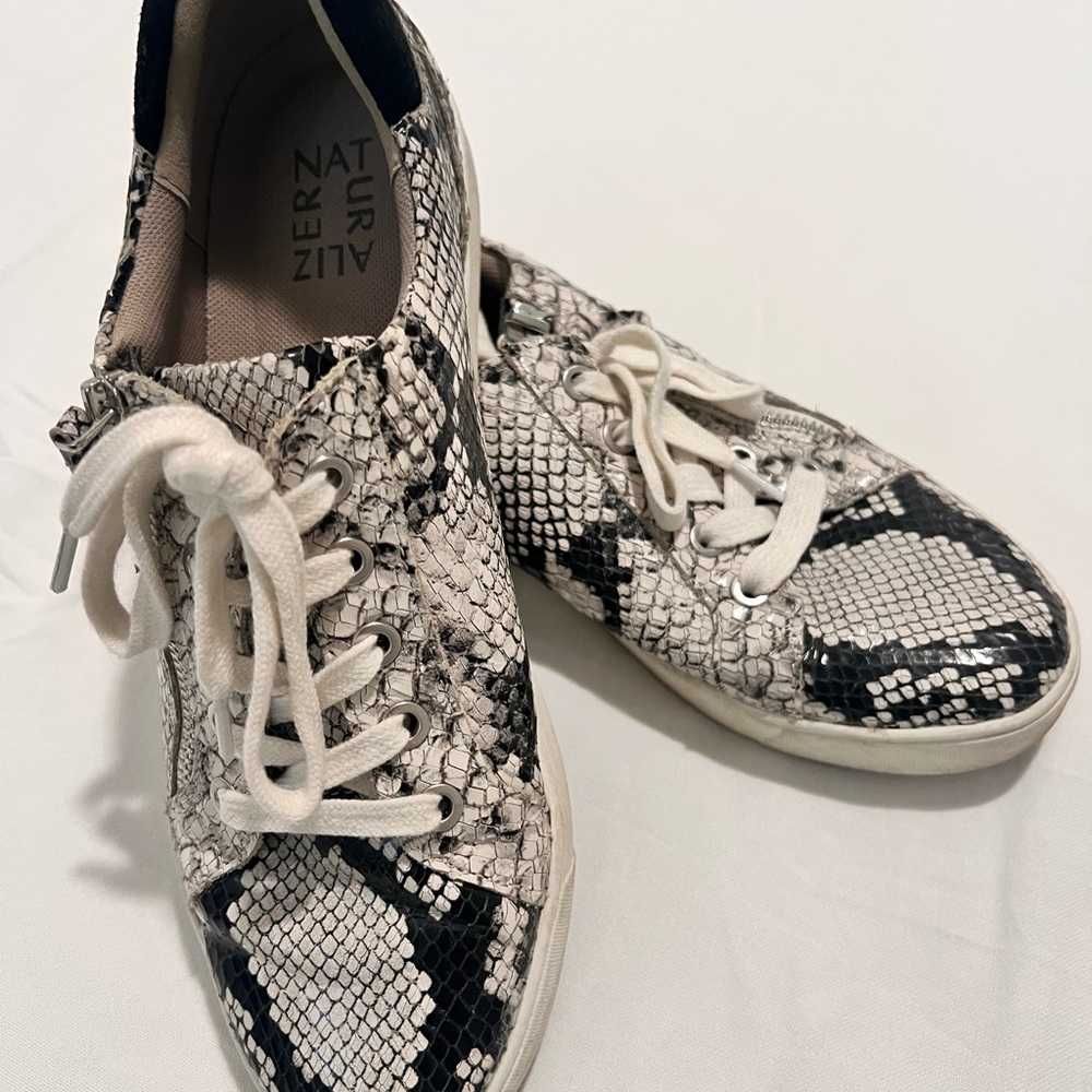 Naturalizer Black and White Snakeskin Sneakers - Picture 2 of 4